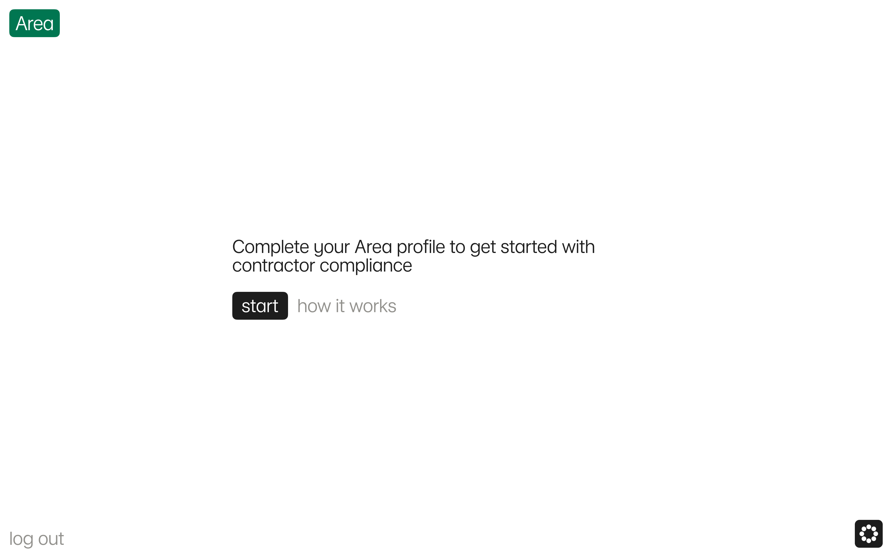 Start onboarding to complete your Area profile