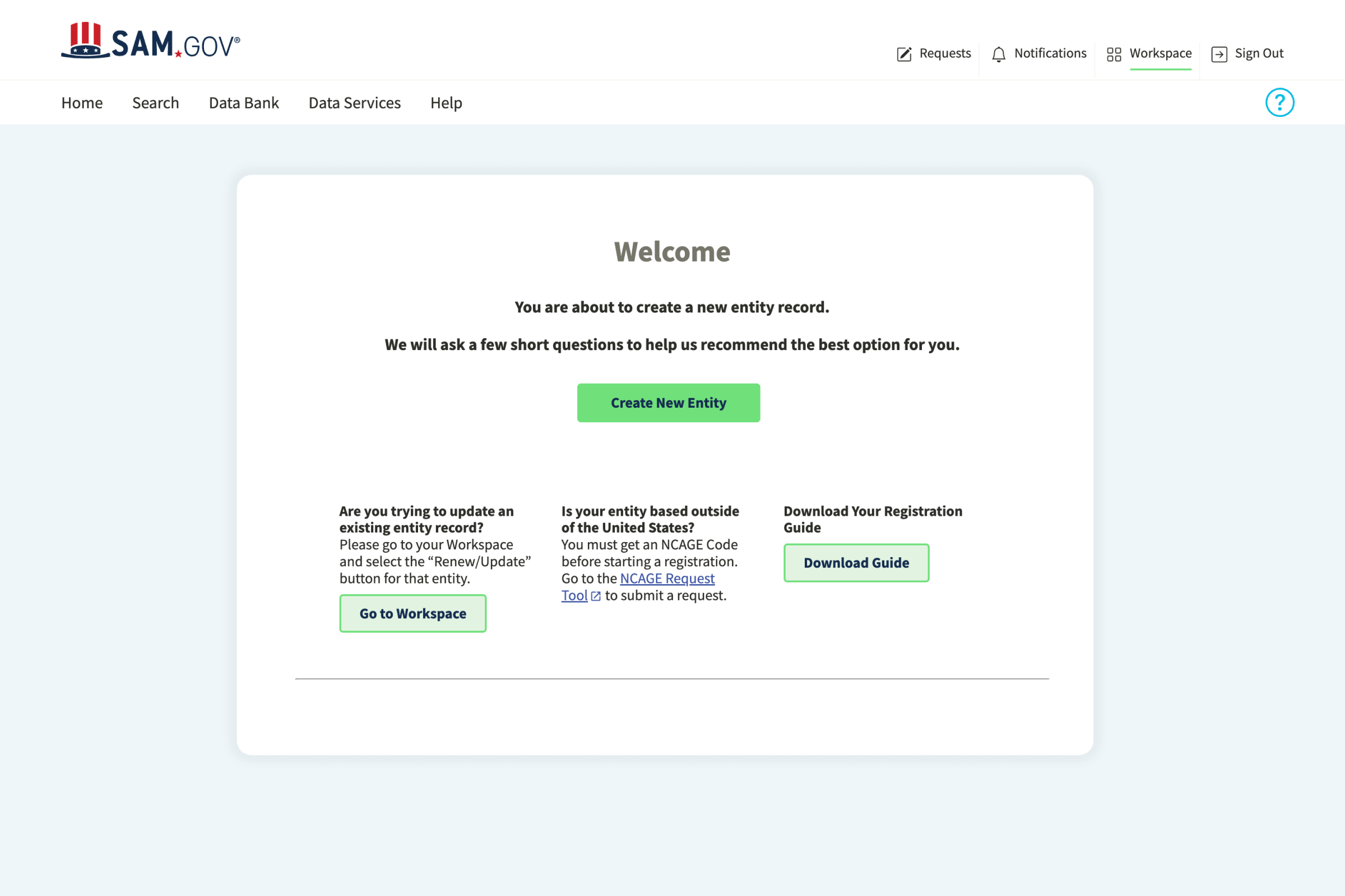 Register new entity