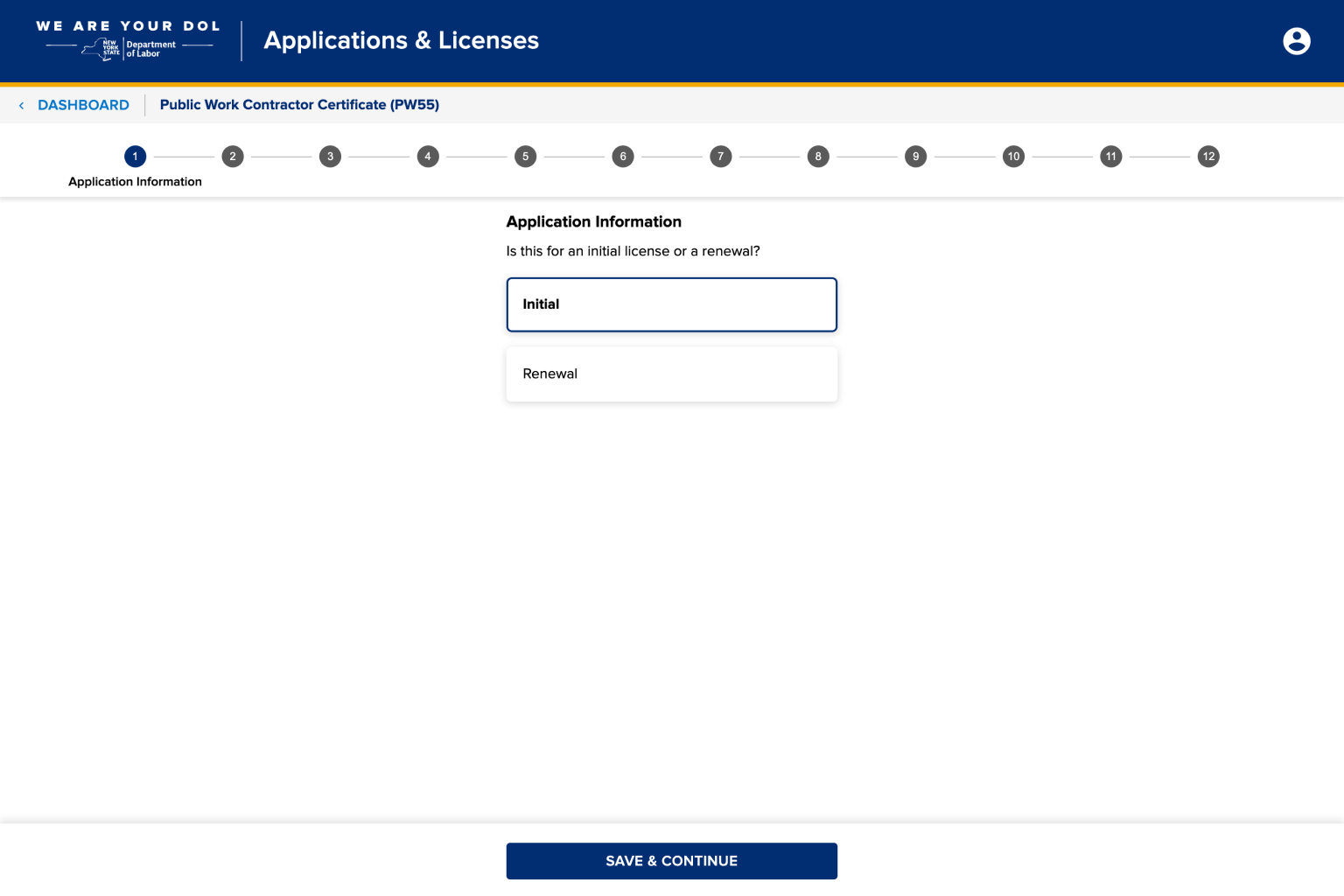 4.4. Select application information