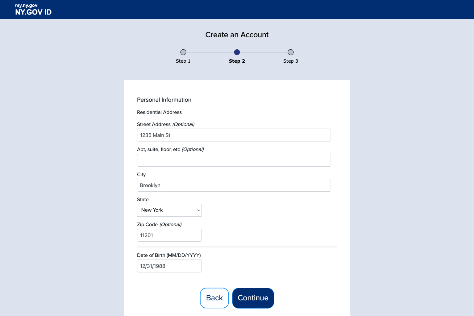 3.3. Enter personal information