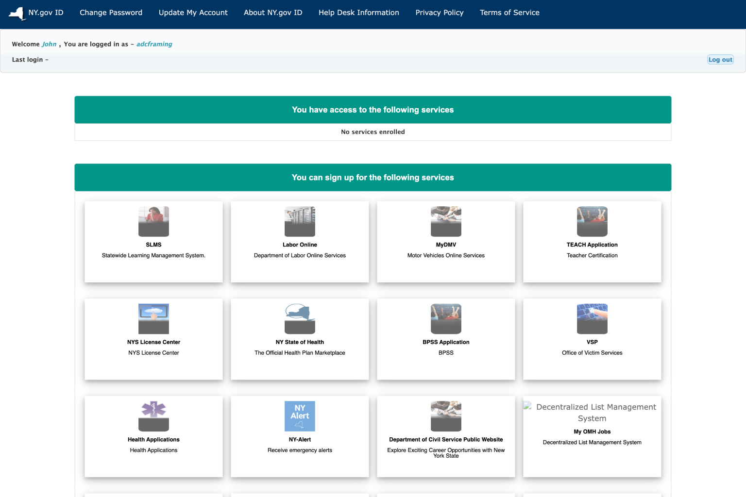 Activated NY.gov account