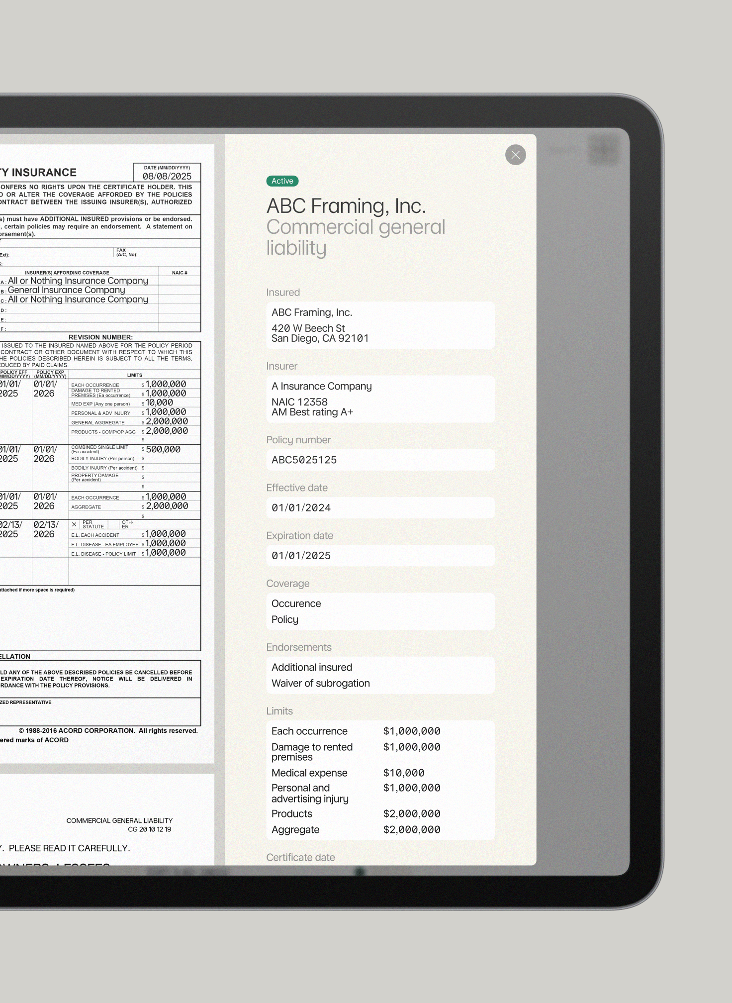 Verify trade license
and insurance